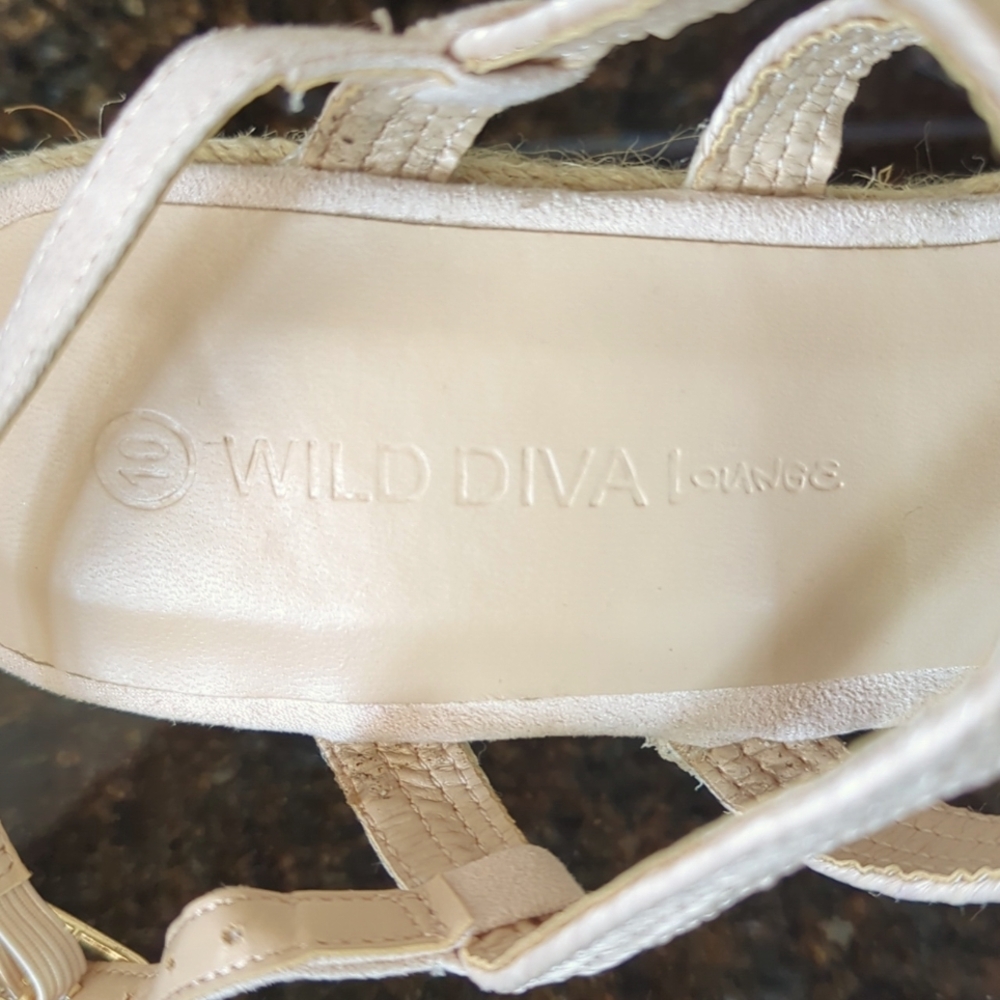 Wild Diva Lounge Strappy Jute Espadrille Wedge Sandal Shoes 10 Cream Beige/Tan - Picture 2 of 16